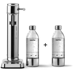 Aarke Carbonator 3, Gasatore D'Acqua Per Trasformare L'Acqua In Acqua Frizzante, 2 x Bottiglie (800ml), Finitura Acciaio