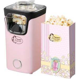 Bestron Macchina Popcorn, Turbo-Popcorn in meno di 2 minuti, Popcorn Machine con tecnologia ad aria calda, include 10 sacchetti per popcorn & misurino integrato, Collezione Sweet Dreams, Colore: Rosa