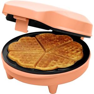 Bestron Macchina per waffle classica a forma di cuore, per waffle a forma di cuore, con spia luminosa e rivestimento antiaderente, design retrò, 700 Watt, colore: arancione