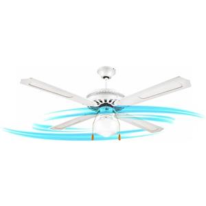 Avilia Ventilatore da Soffitto con 4 Pale in Acciaio Smaltato Bianco, Luce LED Integrata, 3 Velocità Regolabili e Telecomando