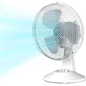 COMFEE' CFT23PW00A2 Ventilatore da Tavolo 25W Diametro 23cm Ventilatore Silenzioso Ventola a 3 pale, 2 Livelli di velocità, oscillazione 80°