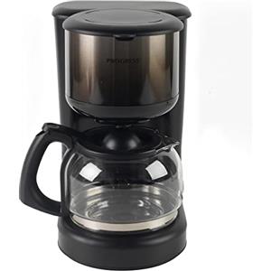 Progress EK4068PBLK-VDE Macchina da caffè Ombre, macchina da caffè elettrica, 1,25 l o 10 tazze, antigocciolamento, funzione di mantenimento della temperatura, spegnimento automatico, 870 W, nero