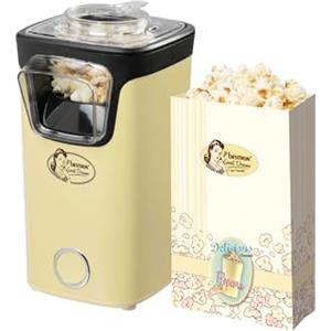 Bestron Macchina Popcorn, Turbo-Popcorn in meno di 2 minuti, Popcorn Machine con tecnologia ad aria calda, include 10 sacchetti per popcorn & misurino integrato, Collezione Sweet Dreams,Colore: Giallo