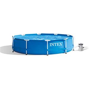 Intex 28202NP - Piscina Fuori Terra Metal Frame Rotonda, Pompa Filtro 1250 L/h, 4485 L, Acciaio e PVC, Blu, 305x76 cm