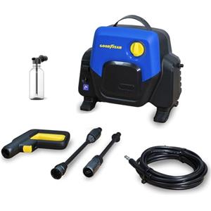 Goodyear - Compact Pressure Washer 1400W 100 Bar 4.5 l/min. Gun and Turbo Lance. Blue Hose Reel. Auto Stop System. Detergent tank 200m