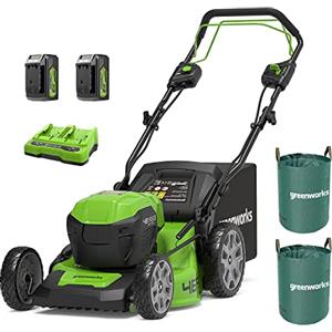 Greenworks GD24X2LM46SPK4X Tagliaerba Semovente a Batteria per Prati Fino a 480m², Ampiezza di taglio 46cm, Due Sacco da giardinaggio da 120l,CON Due Batterie 4Ah e Caricabatterie Doppio