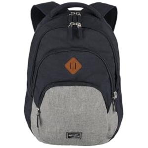 travelite zaino bagaglio a mano da viaggio con scomparto per laptop 15.6 pollici, serie di valigie BASICS Daypack Mélange: zaino alla moda in look mélange, 45 cm, 22 litri, Blu (Marino)/Grigio