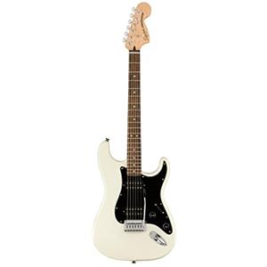 Fender by Squier Affinity Series Stratocaster HH Chitarra Elettrica, Tastiera in Lauro, Battipenna Nero, Olympic White