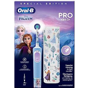 Oral-B Spazzolino Elettrico Ricaricabile Bambini Frozen+3 Anni, Delicato sulle Gengive, Utilizzabile con Disney Magic Timer, 1 Testina, 1 Spazzolino, 1 Custodia da Viaggio, Idea Regalo