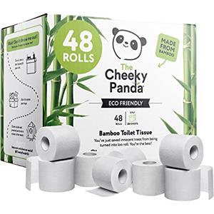 The Cheeky Panda Carta Igienica Bamboo | 48 x Rotoli Carta Igienica 3 Veli | 200 Soffici Fogli | Biodegradabile ed Ecológico | Senza plástica