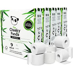 The Cheeky Panda Carta Igienica Bamboo | 45 x Rotoli Carta Igienica 3 Veli (5 Confezioni) | 200 Soffici Fogli | Biodegradabile ed Ecológico | Senza plástica
