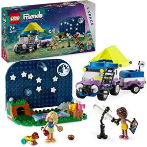 LEGO Friends Camping-Van Sotto le Stelle, Giochi per Bambine e Bambini da 7 Anni con Telescopio Giocattolo, Modellino di Auto 4x4, Mini Bamboline di Nova e Aliya e un Cane, Regalo di Compleanno 42603