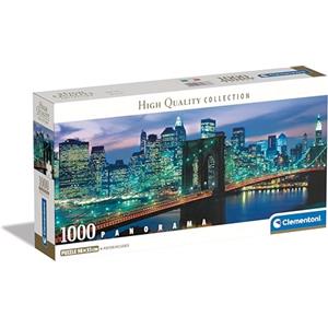 Clementoni Collection Panorama-New York Brooklyn Bridge-1000 Pezzi, Poster Incluso, Città, Puzzle Panoramico, Divertimento Adulti, Made In Italy, Multicolore, Clementoni-39867