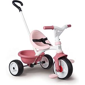 Smoby - Triciclo Be Move Girl, 7600740332, 15 Mesi, Triciclo Evolutivo,Struttura di Metallo, Ruote Silenziose, Asta di Spinta