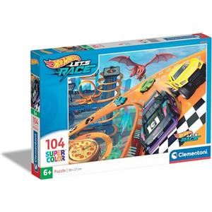 Clementoni- Hot Wheels Supercolor Wheels-104 Pezzi Bambini 6 Anni, Puzzle Cartoni Animati, Made in Italy, Multicolore, 25760