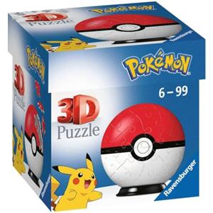 Ravensburger - Puzzle 3D, Pokémon Pokéball Rossa, per Adulti e Bambini 6+ Anni, Idea Regalo, 54 Pezzi, Include Supporto per Esporlo