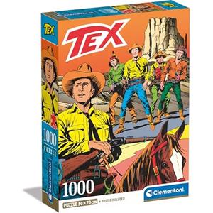 Clementoni- Tex Puzzle-Tex-1000 Pezzi, Puzzle Fumetti, Illustrazioni D'Autore, Verticale, Divertimento per Adulti, Made in Italy, Multicolore, 39840