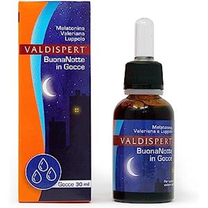 Valdispert BuonaNotte in Gocce - integratore per il sonno ad assorbimento rapido che contrasta gli effetti del jet-lag, a base di Valeriana, Melatonina e Luppolo - 30ml