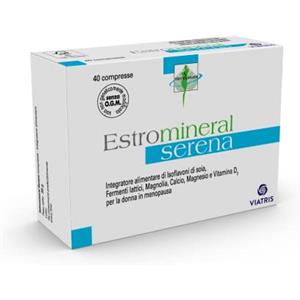 Meda Pharma Estromineral Serena integratore alimentare menopausa con isoflavoni di soia, fermenti lattici, magnolia, calcio, magnesio e vitamina D3 senza glutine e lattosio 40 compresse