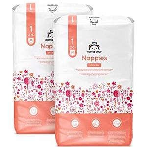 Mama Bear Marchio Amazon - Mama Bear Pannolini ultra asciutto, Taglia 1 (2-5 kg), Con canali d'areazione, Bianco, 96 Unità (2 confezioni da 48) - Nuova versione