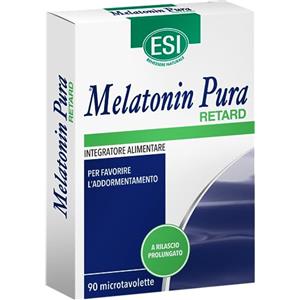 ESI - Melatonin Pura Retard, Integratore Alimentare di Melatonina a Rilascio Prolungato, Senza Glutine e Vegan, Favorisce il Sonno e Contrasta i Risvegli Notturni, 90 Microtavolette