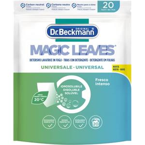 Dr. Beckmann MAGIC LEAVES Detersivo Lavatrice in fogli UNIVERSALE | Facile da usare, facile da riporre & da trasportare | 20 fogli