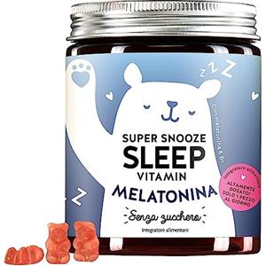 Bears with Benefits Caramelle Gommose Vegane alla Melatonina, senza Zucchero per Ridurre Tempo di Addormentamento, Alternativa alla Melatonina Spray, Orsetti Vitaminici per Sonno Super Snooze