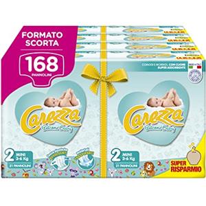 CAREZZA Welcome Baby Mini, Taglia 2 (3-6 kg), 168 pannolini