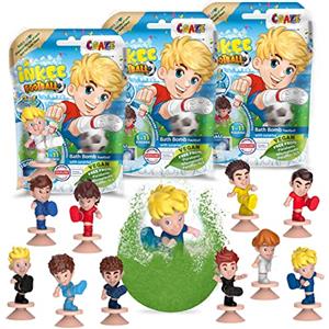 INKEE Calcio 3 Bombe da Bagno p bambini con sorpresa, figura di giocatore di calcio con palla per bambini, giocattoli da bagno