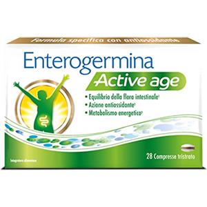 Enterogermina Active Age, Vitamina b12, Fermenti Lattici, Probiotici - Integratori per il Benessere della Flora Intestinale e per la Vitalità, Antiossidanti, Riduzione Stanchezza (28 Compresse)