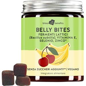 Bears with Benefits Belly Bites con fermenti lattici - di batteri intestinali per una sana digestione e benessere - Vitamina E, selenio, zinco - Senza zucchero e dolcificanti - 30 pezzi