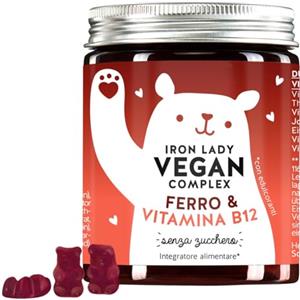 Bears with Benefits Per la carenza di ferro: complesso vegano con ferro ad alto dosaggio, vitamina B12, B1, B6, C, D3 e iodio - Orsetti vitaminici - 60 pezzi - Vegani - Senza zucchero