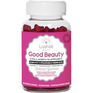 Lashilé Beauty Good Beauty, Integratore per la pelle e la formazione di collagene, Senza zucchero, con Acido Ialuronico, Selenio, Estratto di petali di rosa, Vitamina C, 60 pastiglie gommose, 1 mese