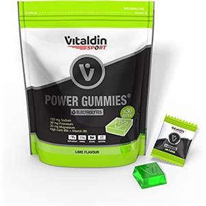 VITALDIN SPORT Power Gummies Electrolytes - 120 mg Sodio, 90 mg Potassio, 20 mg Magnesio per serving + Vitamina B6 - 30 Caramelle Gommose - Bites gusto Lime - Vegano
