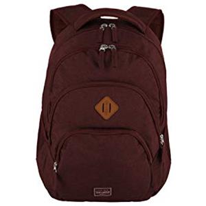 travelite zaino bagaglio a mano da viaggio con scomparto per laptop 15.6 pollici, serie di valigie BASICS Daypack Mélange: zaino alla moda in look mélange, 45 cm, 22 litri, Rosso (Bordeaux)