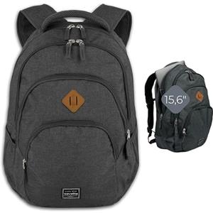 travelite zaino bagaglio a mano da viaggio con scomparto per laptop 15.6 pollici, serie di valigie BASICS Daypack Mélange: zaino alla moda in look mélange, 45 cm, 22 litri, Grigio