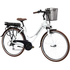 F.lli Schiano E-Ride 28 pollici bicicletta elettrica , bici da città per adulti uomo /donna , e-bike ibrida con batteria da 36V, motore da 250W e accessori - luci, cestino , ebike pedalata assistita