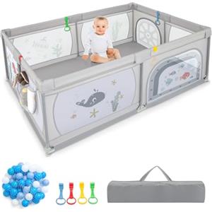 RELAX4LIFE Recinto per Bambini 200 x 140 cm, Box con 50 Palline e Borsa per il Trasporto, all'Interno e all'Esterno (MODELLO 2)