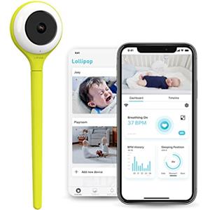 Lollipop Baby Monitor (Pistacchio) - Telecamera Wi-Fi con rilevamento vero del pianto e abbonamento extra per monitoraggio ossigeno/sonno (senza accessori) (Prova gratuita 7 giorni)