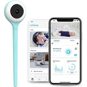Lollipop Baby Monitor (Turchese) - Telecamera Wi-Fi con rilevamento vero del pianto e abbonamento extra per monitoraggio ossigeno/sonno (senza accessori) (Prova gratuita 7 giorni)
