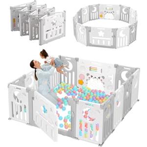 Dripex Box bambini modulare, Recinto per bambini pieghevole, Box neonato in plastica dalla forma adattabile, Recinto bambini 150×150 cm, Grigio