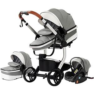 Magic ZC Passeggino Trio, Carrozzina per Neonati con Design Portatile Pieghevole Un Clic, Passeggino 3 in 1 con Spinta Reversibile a Due Vie, Trio Passeggino Neonati con Accessori (grigio 518)