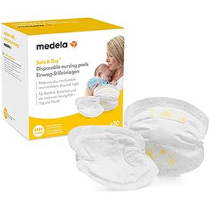 Medela Safe & Dry Coppette Assorbilatte Monouso Coppette per il Seno Ultra Assorbenti e Discrete, Confezione da 30 Coppette per Seno Confezionate Singolarmente