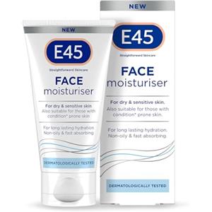 E45 Crema idratante viso 50ml — Crema viso per Idratazione duratura - Crema per pelli secche e sensibili, dermatite, eczema - Formula ad assorbimento rapido e non grassa. Dermatologicamente testata