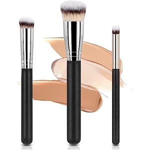 AOOWU Pennello per Correttore, 3 Pezzi Pennello per Blush e Contouring Pennello per Cipria Super Morbido, Pennello Fondotinta Pennelli Viso Make Up per Lucidare, Contouring, Arrossire, Illuminante