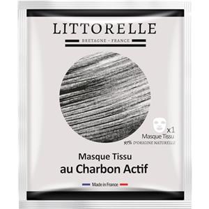 Littorelle - 1x Maschera Viso al Carbone Attivo in Tessuto con Siero ricco- Prodotto in Francia - Purifica e Disintossica la Pelle - Riduce Punti neri, Pori ostruiti, Lucentezza - Pelli Miste e Grasse