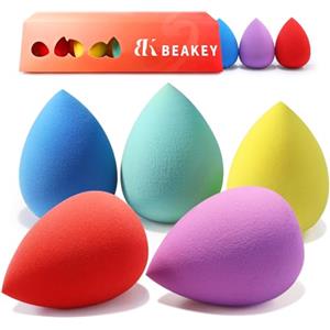 BEAKEY 5 pz Set di Spugnette Trucco Beauty, Blender Beauty Fondotinta Spugnetta, Spugnette Trucco Make up Ottimo per Liquidi, Creme e Polveri, Multi Colore Trucco Spugna Makeup