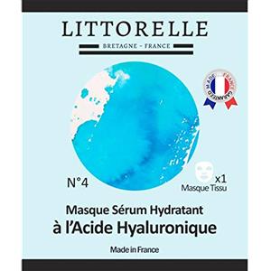 Littorelle - 1x Maschera Viso di Tessuto con Siero Idratante all'Acido Ialuronico - Prodotto in Francia - Idrata e Rimpolpa la Pelle - Antinvecchiamento - Collagene Boost - Tutti tipi di pelle