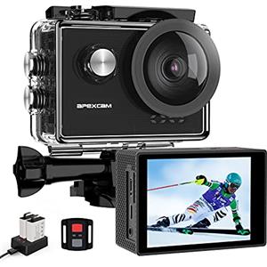 Apexcam 4K 60FPS EIS Action Camera WiFi 20MP Sport Camera Ultra HD Fotocamera Impermeabile 40M Sott'acqua Regolabile Grandangolare Mic Esterno Con Telecomando 2x1350mAh Batterie e Accessori