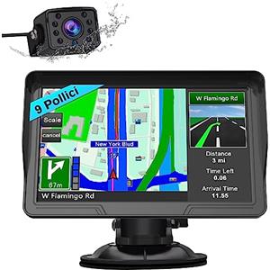 AWESAFE Navigatore Camion Bluetooth 9 Pollici con Telecamera di retromarcia GPS Navigatore Auto Autobus Taxi, Mappa 2D/3D, Aggiornamenti Mappe Gratuiti